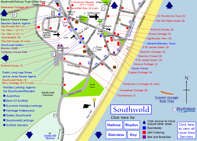 Southwold Town Centre Map (South)